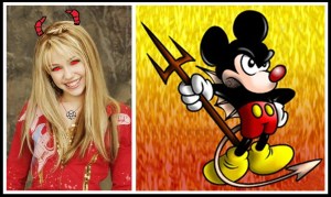 Conflicting attitudes toward contemporary sound industries. User-generated images responding to the SodaHead.com post, “Is Hannah Montana a Tool of the Devil?”, offer excoriating views on the cultural effects of commercialization and conglomeration.
