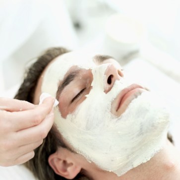 A man getting a facial. Borrowed from FoundryParkInn @Flickr.