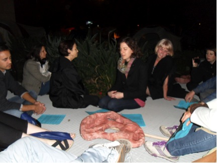 ARLA Ear Strengthening Workshop, Occupy LA site, November 11, 2011, Photo by Carol Cheh