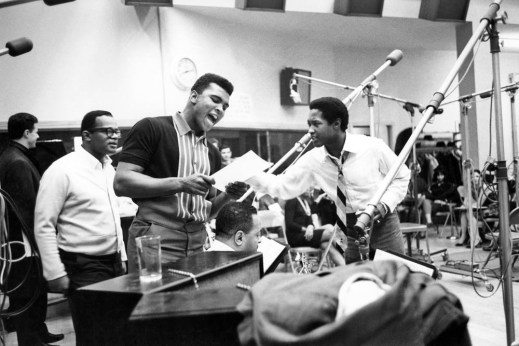 Cassius Clay in the studio recording I Am the Greatest! with Sam Cooke, Image from newblackman.blogspot, courtesy of Michael Ochs Archives/Getty Images