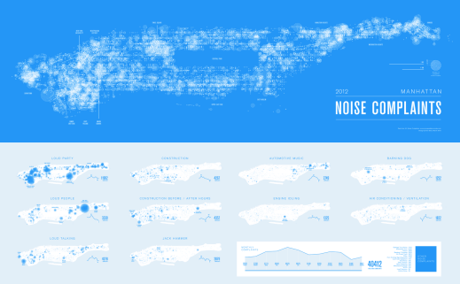 Screen Capture of Karl Sluis's 2012 Manhattan Noise Complaints maps (click for interactive image)