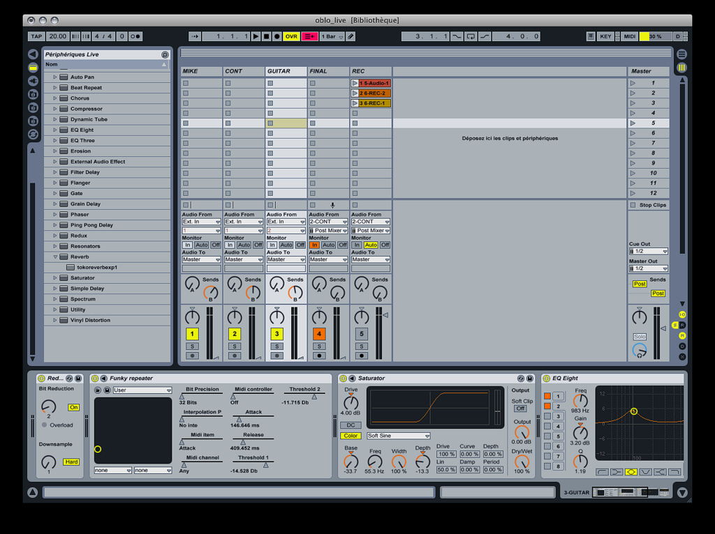 Sample Screenshot from a performer's Ableton Live set up for an "experimental and noisy performance" with no prerecorded material, Image by Flickr User Furibond