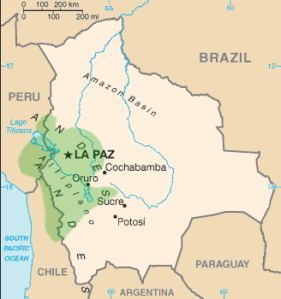 Geographic Distribution of the Aymara language, public domain