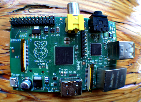 An image of the inexpensive open-source computer: The Rasberry PI