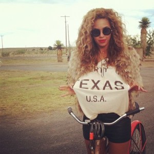 From Wildfox Couture, Beyonce in a "Property of Texas" v-neck tee
