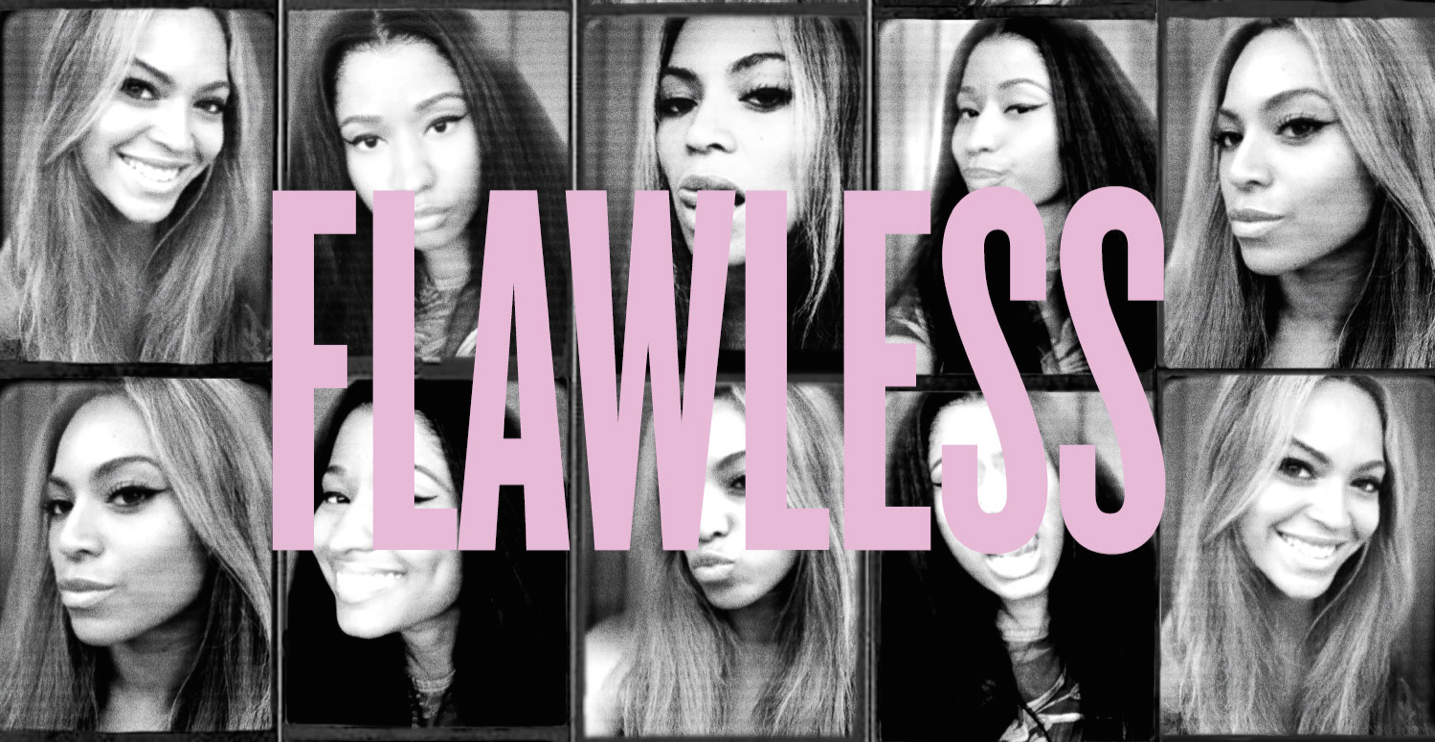 Beyoncé and Nicki Minaj mugging for the camera