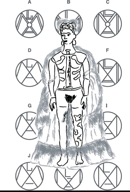A hand-drawn re-working of Frieda Kahlo’s own self-portrait, part of the Brown Corner for issue 001 of the La Mission ‘zine.