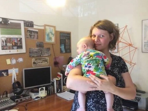 The artist and her daughter in the studio, Image by JS