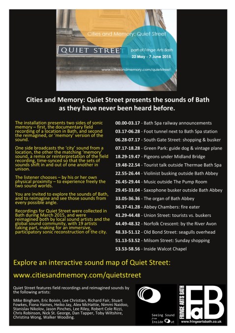 Poster-3-small-724x1024 Visit the physical installation of Quiet Street  at Fringe Arts Bath Festival,                                         22 May 2015 - 7 June 2015 at 8/9 New Bond Street Place, Bath
