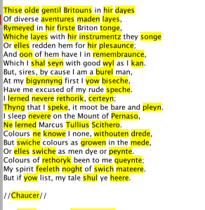Chaucer for SPARSER. Image used with permission by the author.