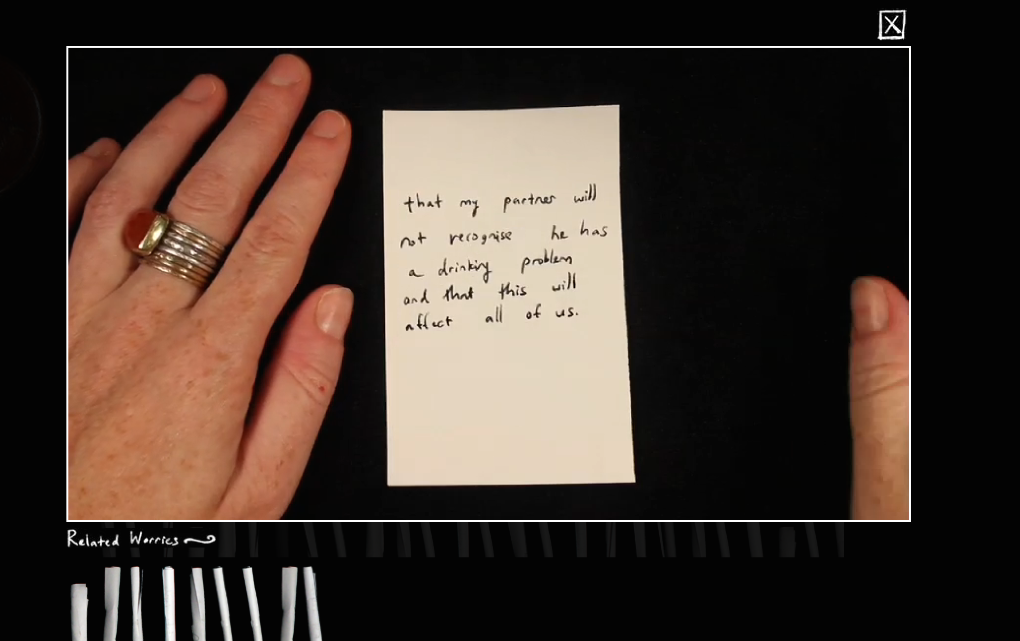 SO! Screen Capture of Irene Lustzig's "The Worry Project"