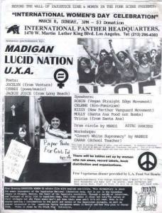 Flier advertising an International Woman's Day celebration featuring Lucid Nation. Image used with permission by the author.