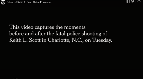 still from the NYT's publication of Rakeyia Scott's video of the police murder of her husband, Keith Lamont Scott
