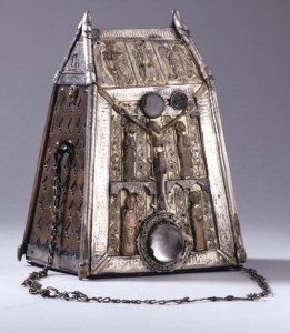 Bell-shrine; bronze and silver parcel-gilt; made for the bell of St Conall Cael;