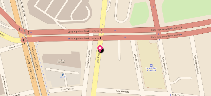 map of area near Juárez’s Migration's national institute and  Presidencia Municipal de Ciudad Juárez.